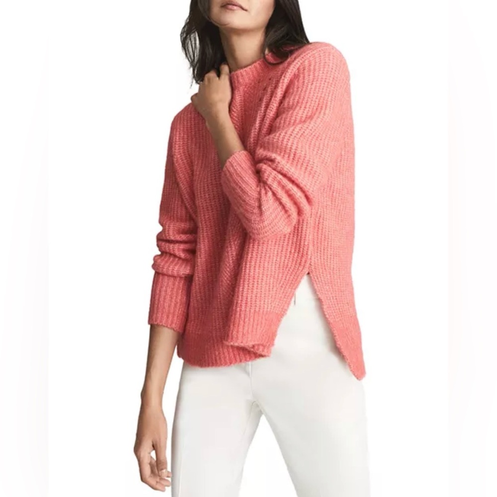 EUC Reiss Emma Waffle Knit Jumper Sweater in Coral, size L - Picture 2 of 8